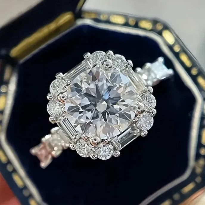 Women's Brass Wedding Party Ring Cubic Zirconia Geometric Inlaid Trendy Jewelry