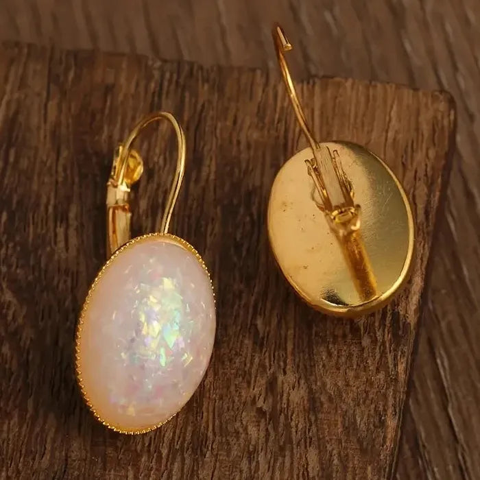 Gold Hoop Earrings White Gemstone Drop Earrings Women's Luxury Wedding Jewelry Gifts