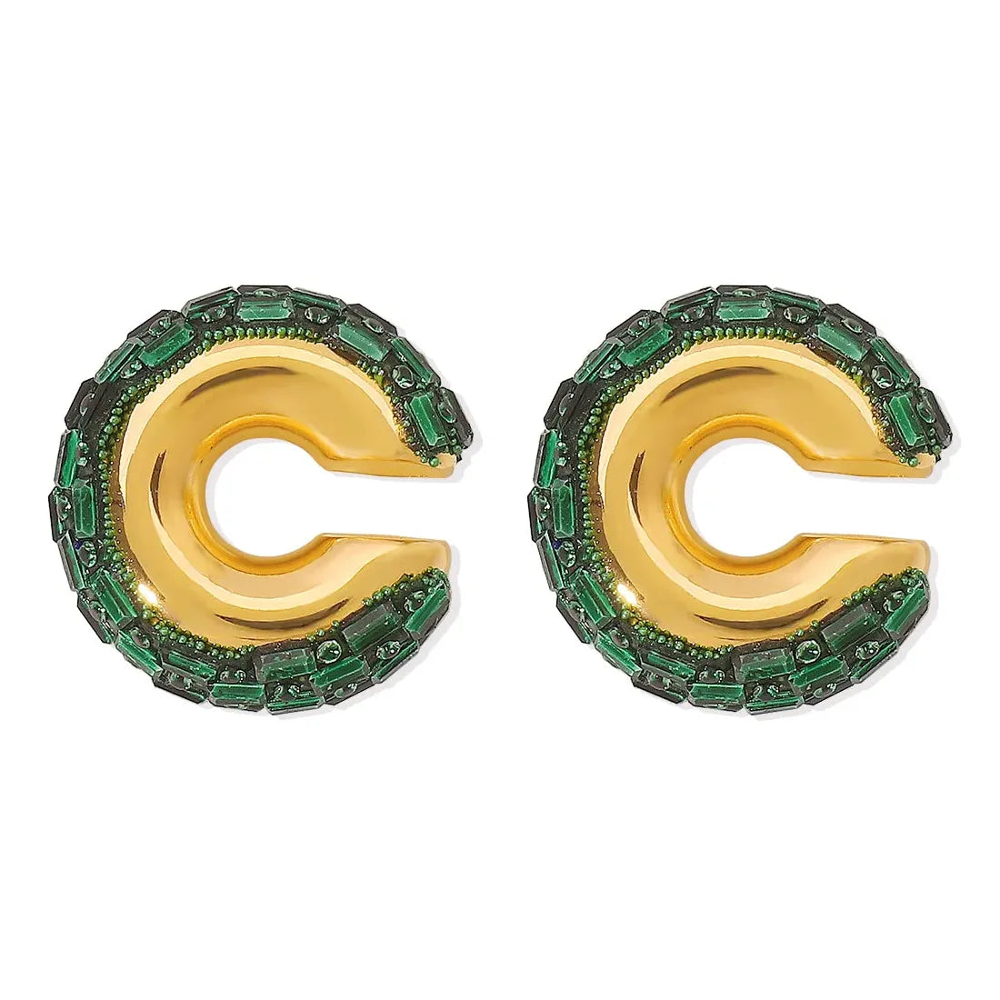 Luxury Colorful Crystal C-Shape Zinc Alloy Clip Ear Cuffs for Women