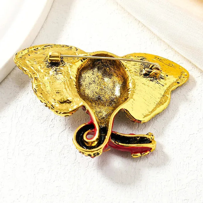 Vintage Colored Elephant Rhinestone Brooch for Women Stylish Accessory