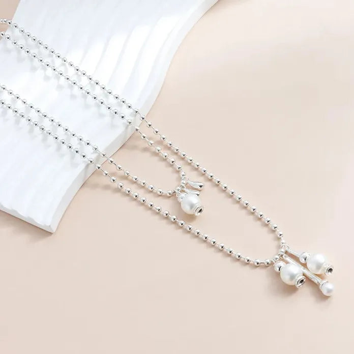 Adjustable Luxury Pearl Geometric Pendant Necklace for Women Gift