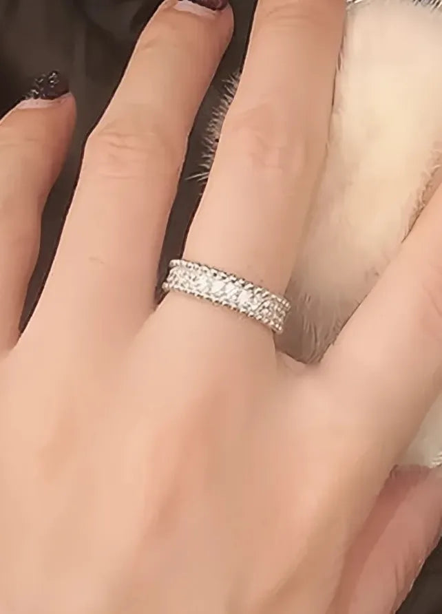 Geometric Pave CZ Rings Silver Gold Wedding Engagement Anniversary Gift