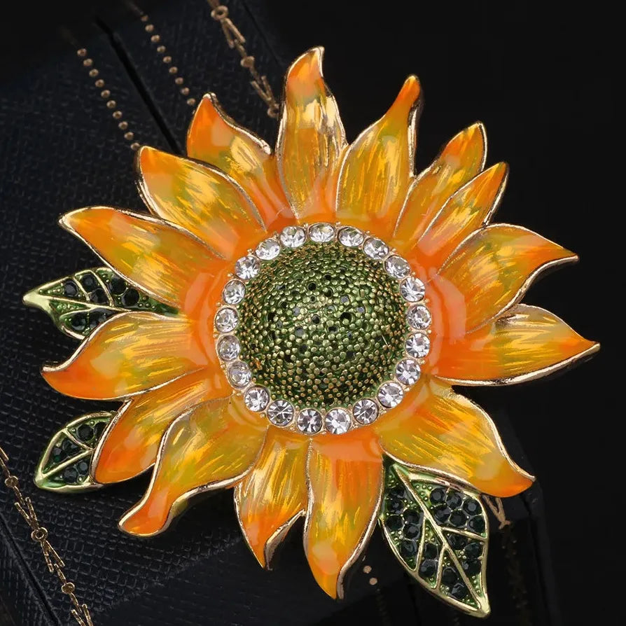 Classic Sunflower Brooch Wedding Gift for Men & Women Elegant Style