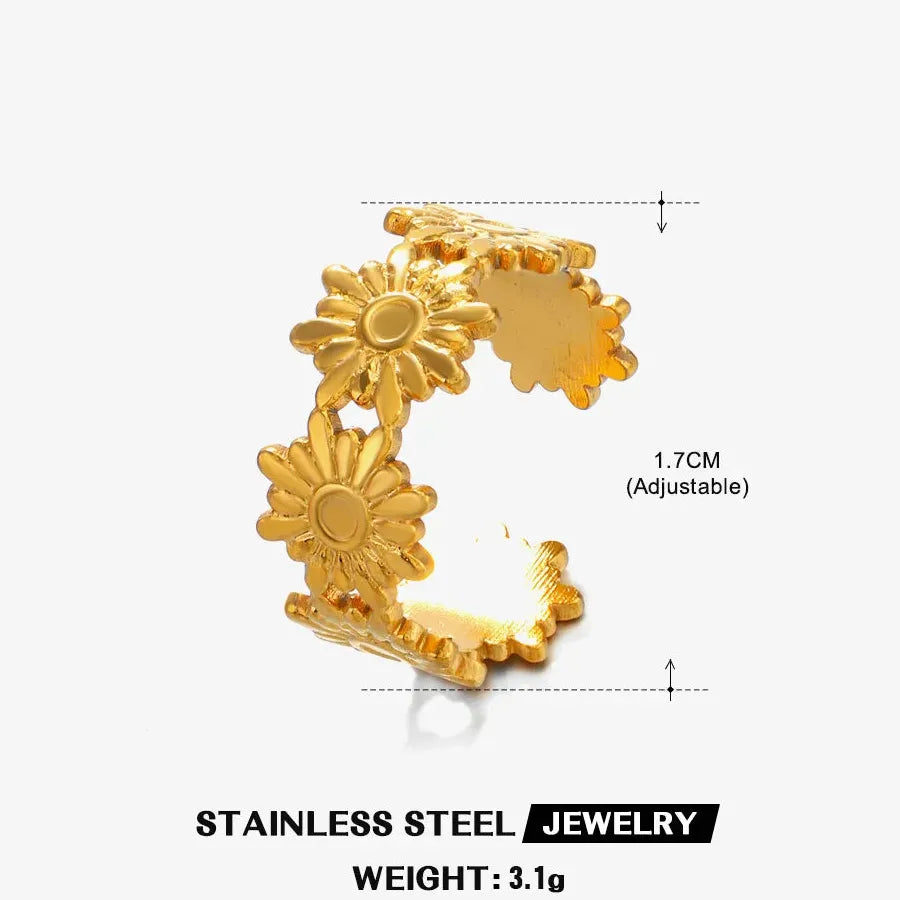 Gold Ginkgo Leaf Stainless Steel Ring Unisex Vintage Wedding Jewelry 2026