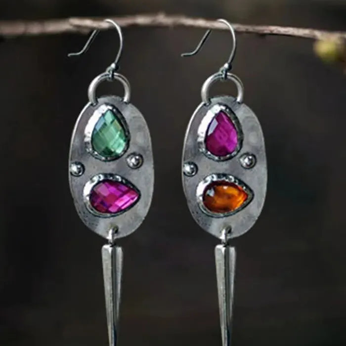 Vintage Indian Tribe Zinc Alloy Drop Dangle Earrings for Women Long Ethnic Jewelry