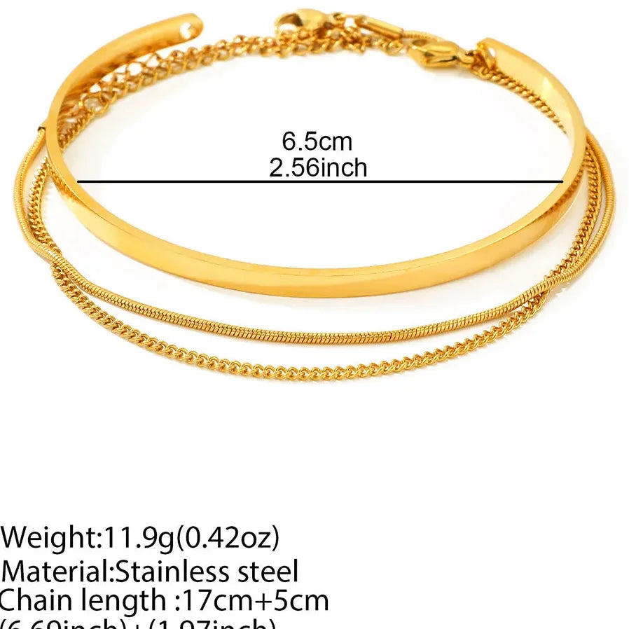 Stainless Steel Cuban Chain Bracelet Men Hip Hop Punk Multi Layer Bangle
