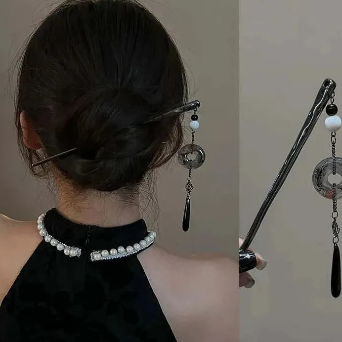 2024 Chinese Style Butterfly Flower Tassel Zinc Alloy Hair Stick for Women