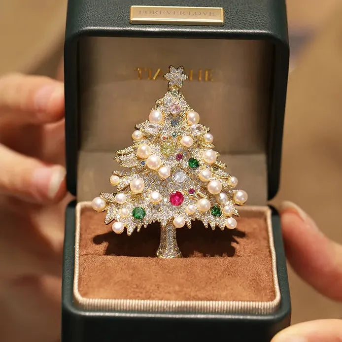 Luxury Christmas Tree Brooch Pin Classic Style Jewelry Gift for Women