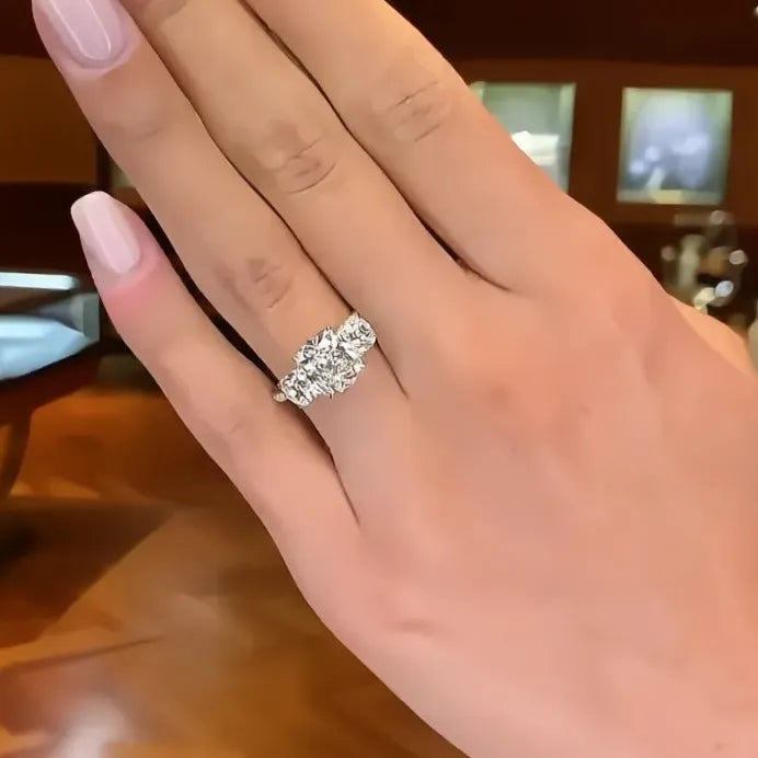 Geometric Cubic Zirconia Wedding Ring for Women Bridal Luxury Jewelry