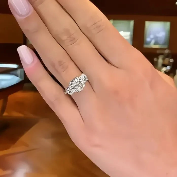 Geometric Cubic Zirconia Bridal Wedding Ring for Women Luxury Jewelry