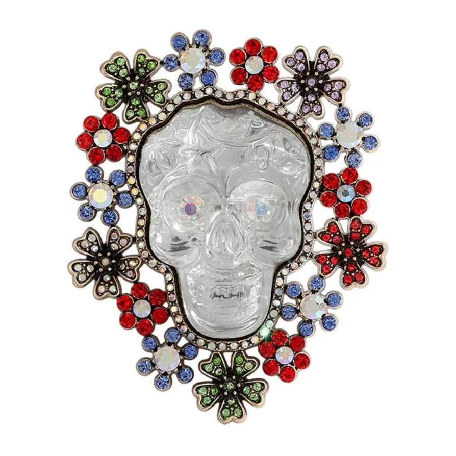 Luxury Halloween Crystal Skull Brooch Pin Jewelry for Women and Men