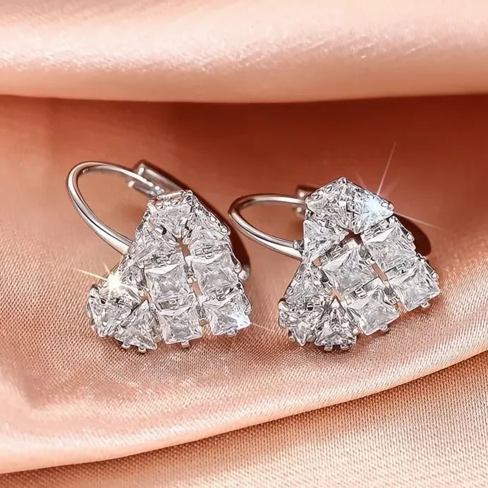 Heart Shaped Women’s Drop Earrings Shining CZ Romantic Wedding Jewelry