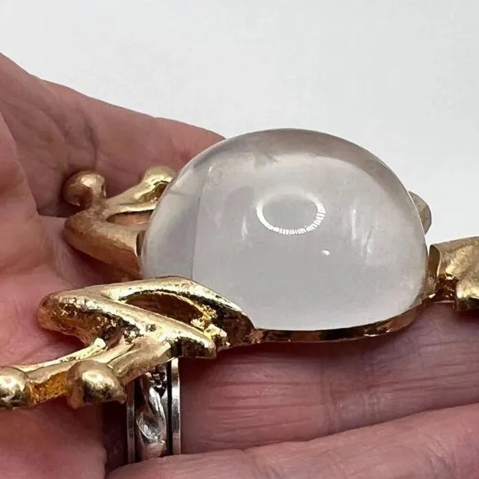 Green Lucite Frog Brooch Pin with Imitation Pearl Retro Toad for Women