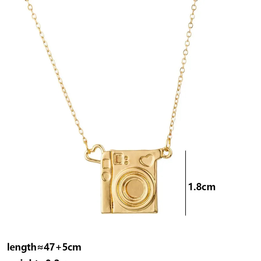 Personality Pull-Out Photo Album Camera Pendant Necklace Stainless Steel Choker Gift
