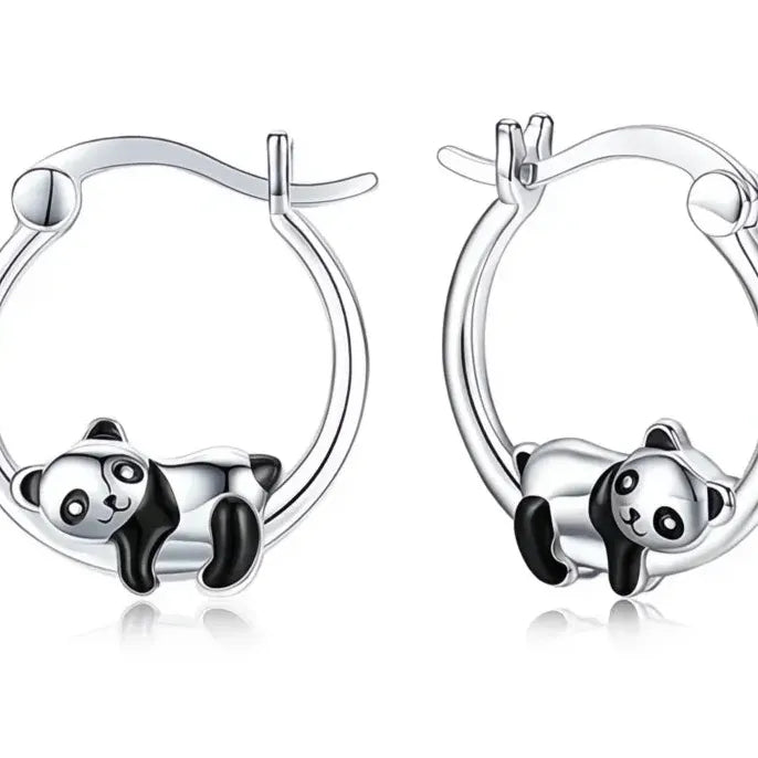 Creative Footprint Shape Black Enamel Hoop Earrings for Women Teens Silver Color Copper Alloy Jewelry Gift