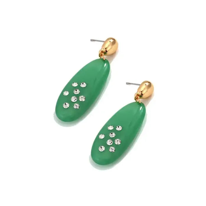 Vintage Long Oval Rhinestone Drop Earrings for Women Ladies Jewelry Gift