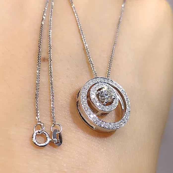 Geometric Circle Pendant Necklace for Women Copper Alloy Bridal Jewelry