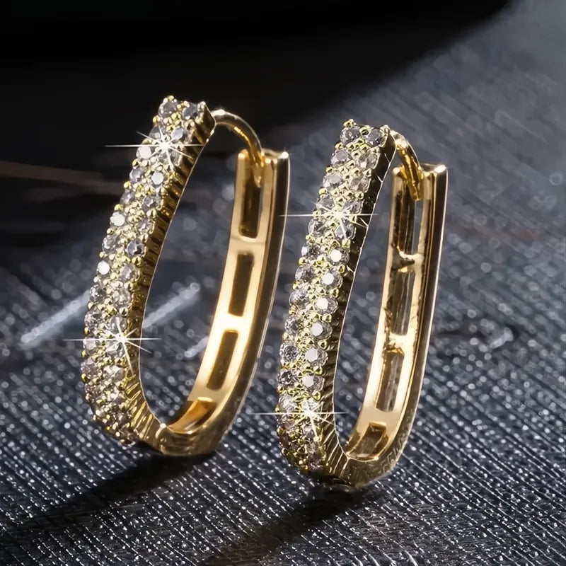 Silver Color Cross Hoop Earrings for Women Cubic Zirconia Crystal Fashion Jewelry Trends