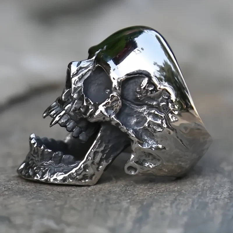 Stainless Steel Vampire Skull Ring Gothic Punk Biker Ring Men Women Sizes 7-15 Gift