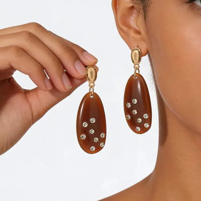 Vintage Long Oval Rhinestone Drop Earrings for Women Ladies Jewelry Gift
