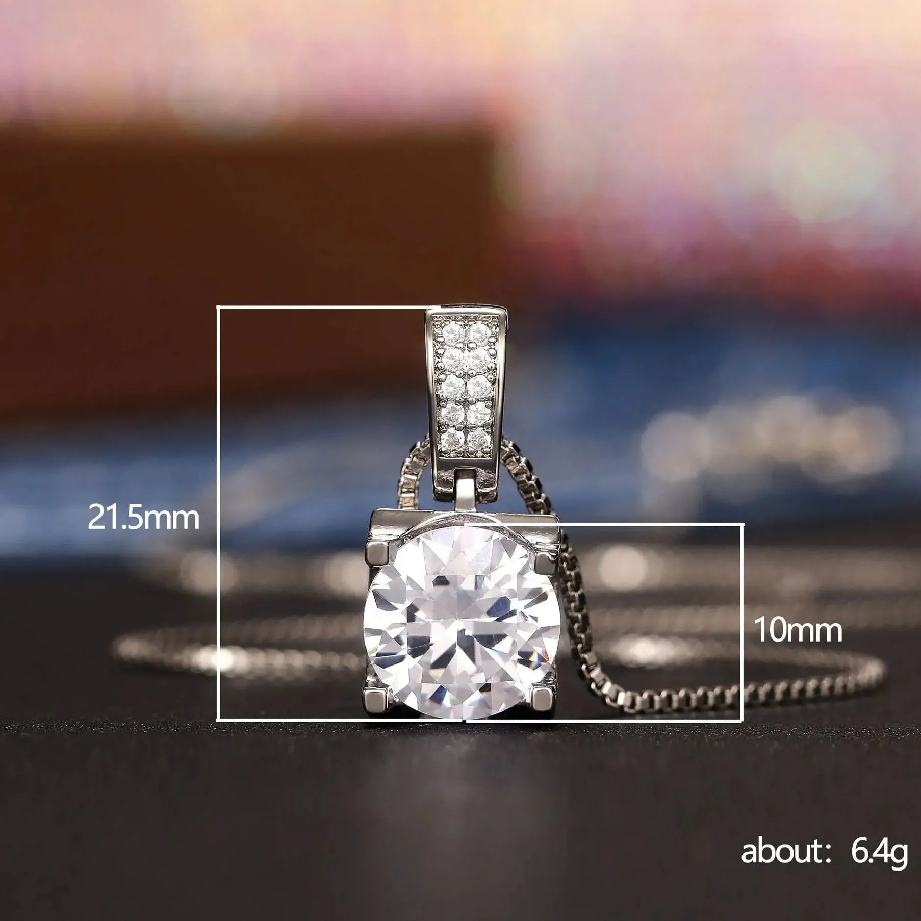 Geometric CZ Pendant Necklace for Women Copper Alloy Cubic Zirconia Jewelry