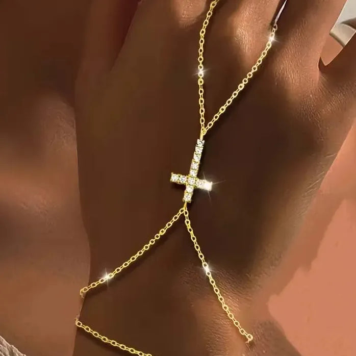 Gold Color Cross Linked Thin Chain Bracelet for Women Fashion Jewelry