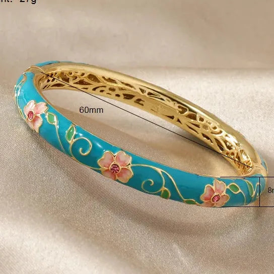 18k Gold Plated Stainless Steel Butterfly Enamel Bangle Featuring Zircon 2025