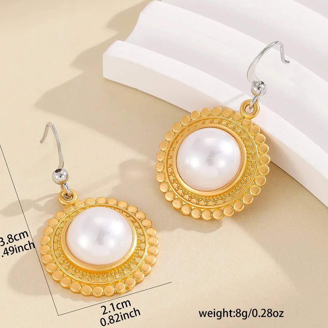 Vintage Silver Imitation Pearl Drop Earrings Women Zinc Alloy Dangle Jewelry