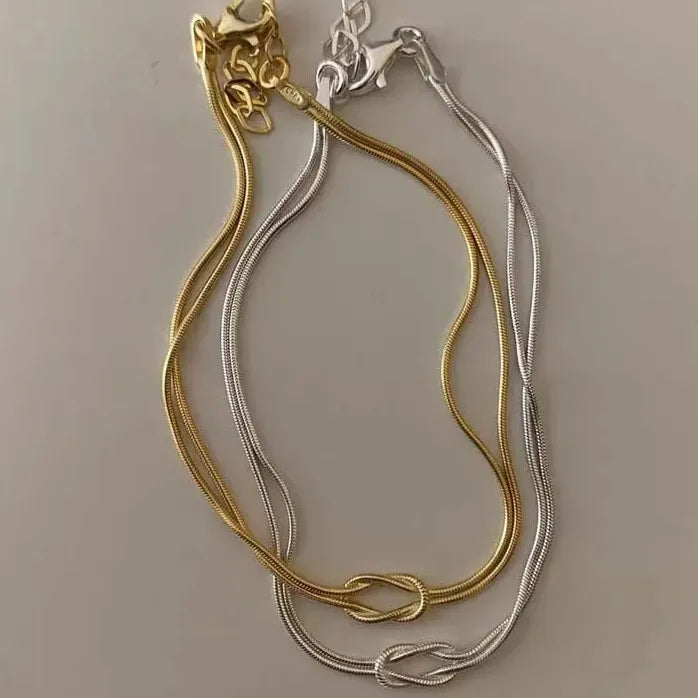 Adjustable Stainless Steel Knot Snake Chain Bracelet for Women Couples Gift