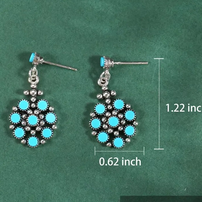 Vintage Turquoise Metal Snowflake Earrings Bohemian Jewelry Gift Women