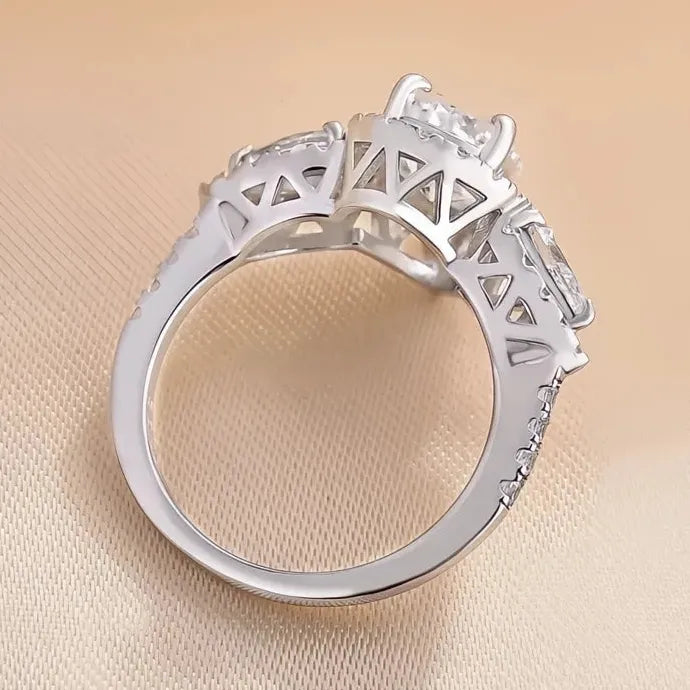 Women's Geometric Cubic Zirconia Brass Wedding Engagement Ring