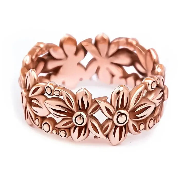 Brass Rose Gold Flower Ring for Women Wedding Party Birthday Gift Jewelry