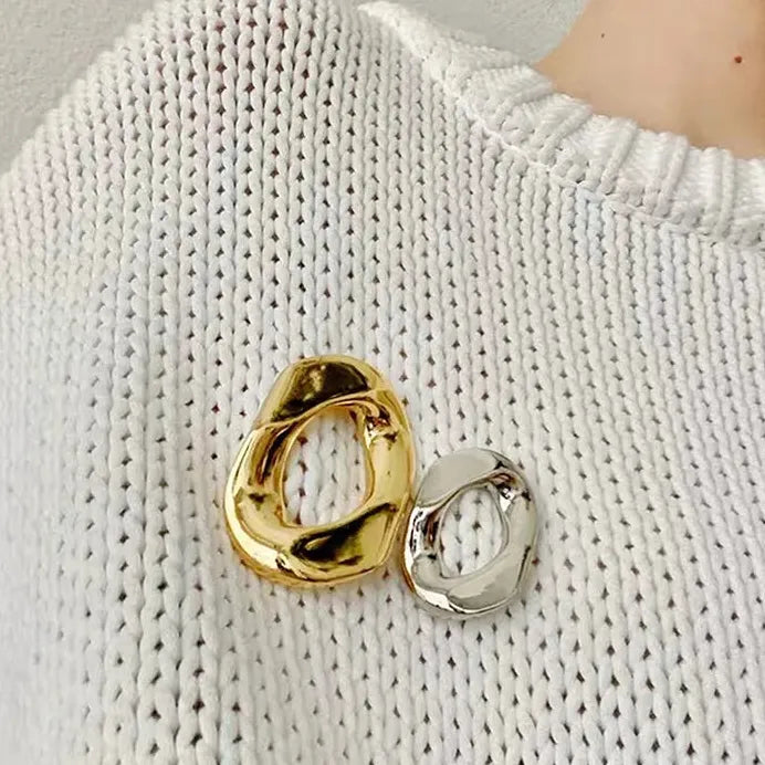 Geometric Zinc Alloy Circular Brooch Punk Rock Jewelry for Women Men
