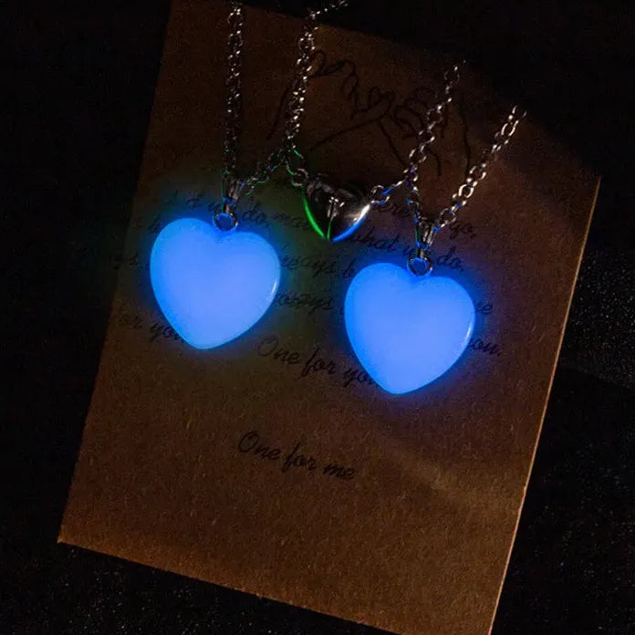 2026 Luminous Hexagonal Heart Magnetic Couple Necklace Zinc Alloy Jewelry