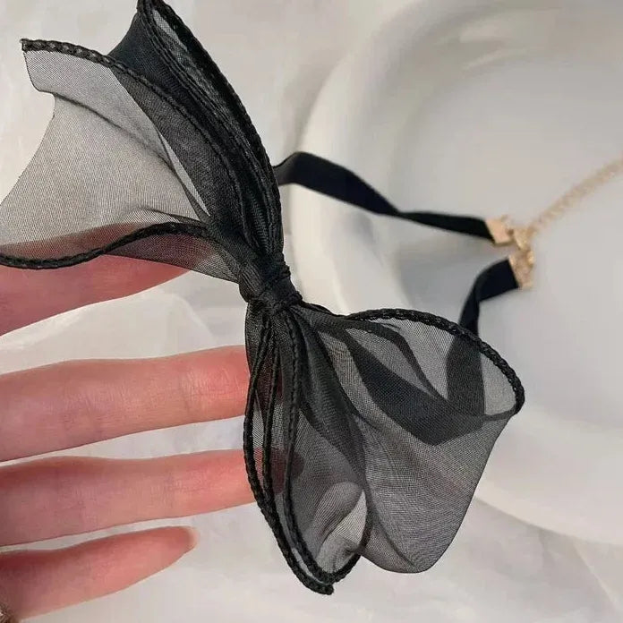 Adjustable Black Lace Bow Choker Necklace Elegant Romantic Jewelry Gift