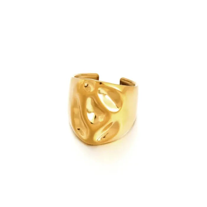 Stainless Steel Irregular Wide Open Ring Unisex Punk Jewelry for Men Women