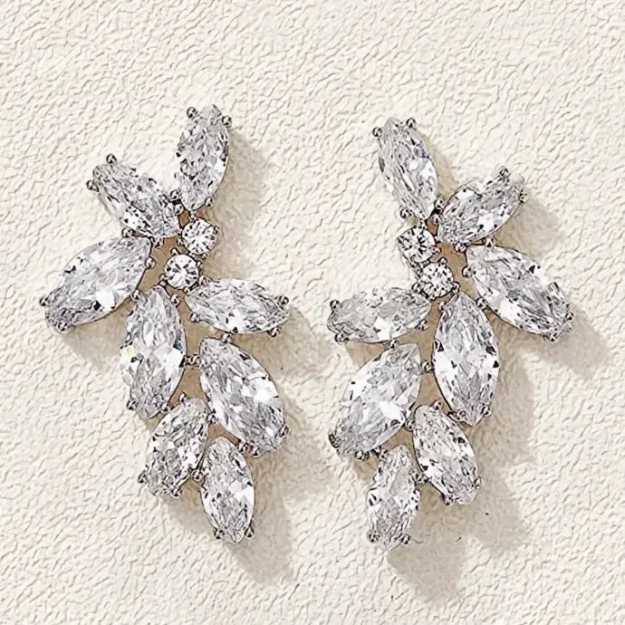 Sparkling Marquise Cubic Zirconia Drop Earrings for Women Copper Alloy
