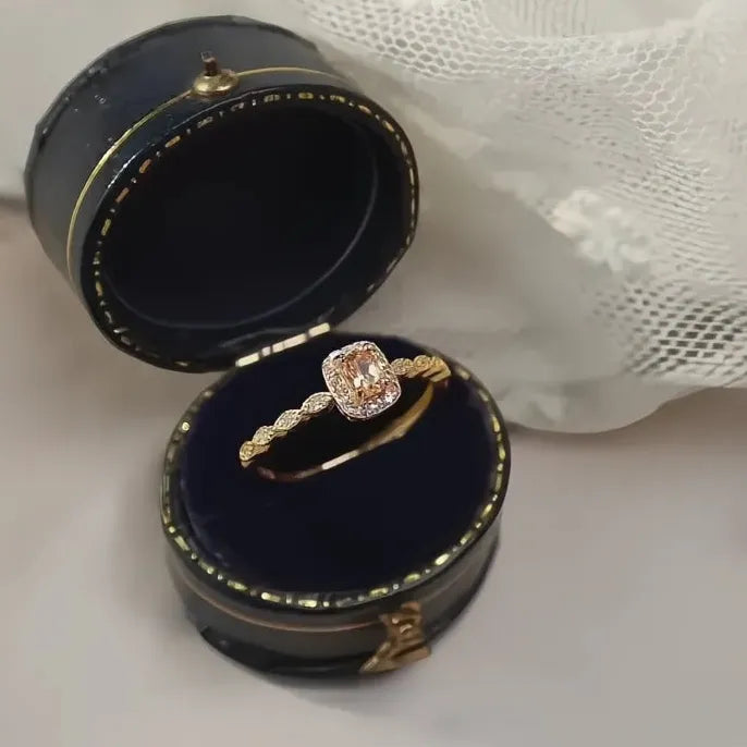 Unique Orange Cubic Zirconia Wedding Rings for Women Silver Gold Color Elegant Jewelry 2023
