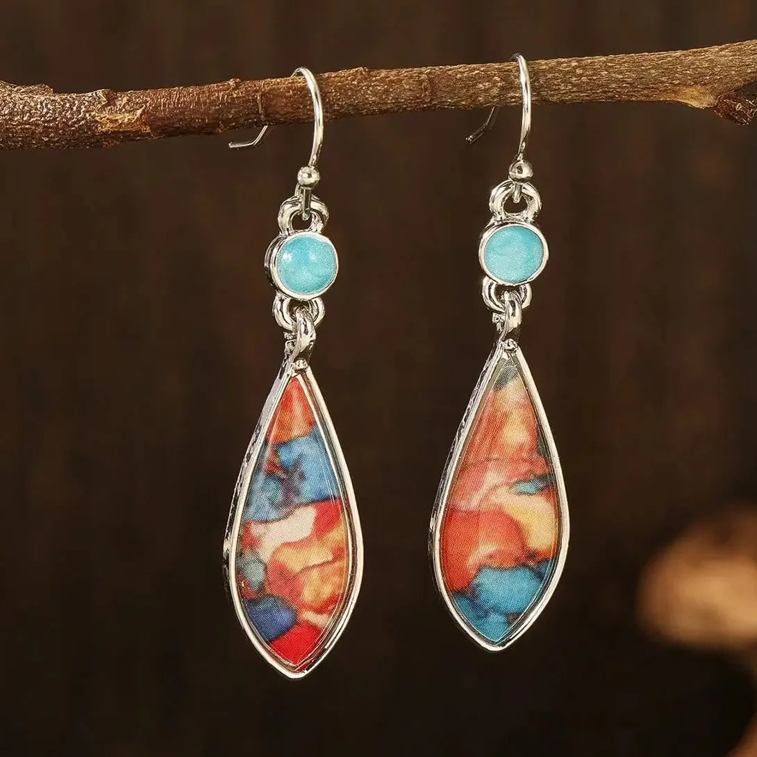 Bohemian Style Women's Resin Drop Earrings Ethnic Retro Beach Party Jewelry Gift