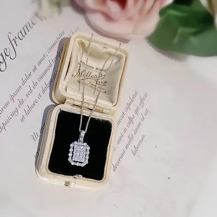 Elegant Geometric Square Cubic Zirconia Pendant Necklace for Women