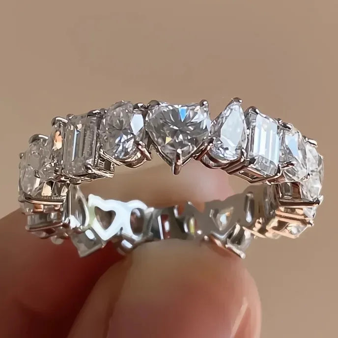 Women’s Geometric Cubic Zirconia Brass Ring Fashion Wedding Party Jewelry