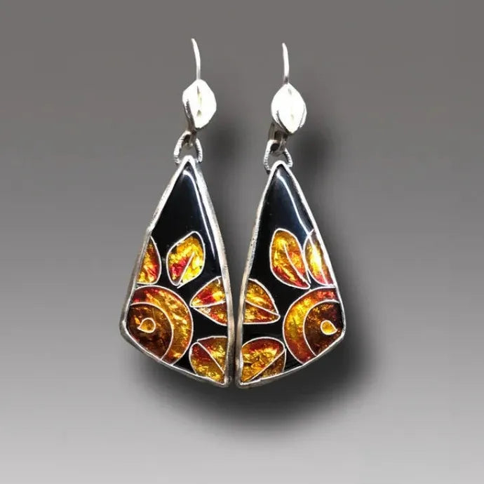 Retro Silver Metal Inlaid Resin Drop Earrings for Women’s Parties Engagements