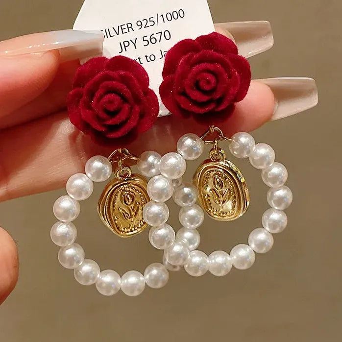 Pendientes de perlas redondas geométricas de cobre diseño personalidad 2021 mujer niña