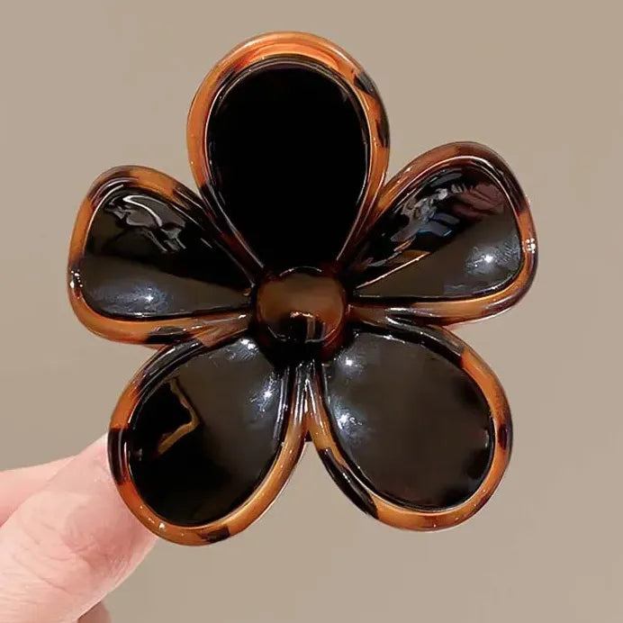Glossy Acrylic Five Petal Flower Hair Claw Clip Floral Ponytail Accessory