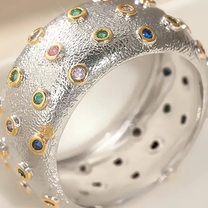 Rainbow Cubic Zirconia Ring for Women – Trendy Party & Daily Gift