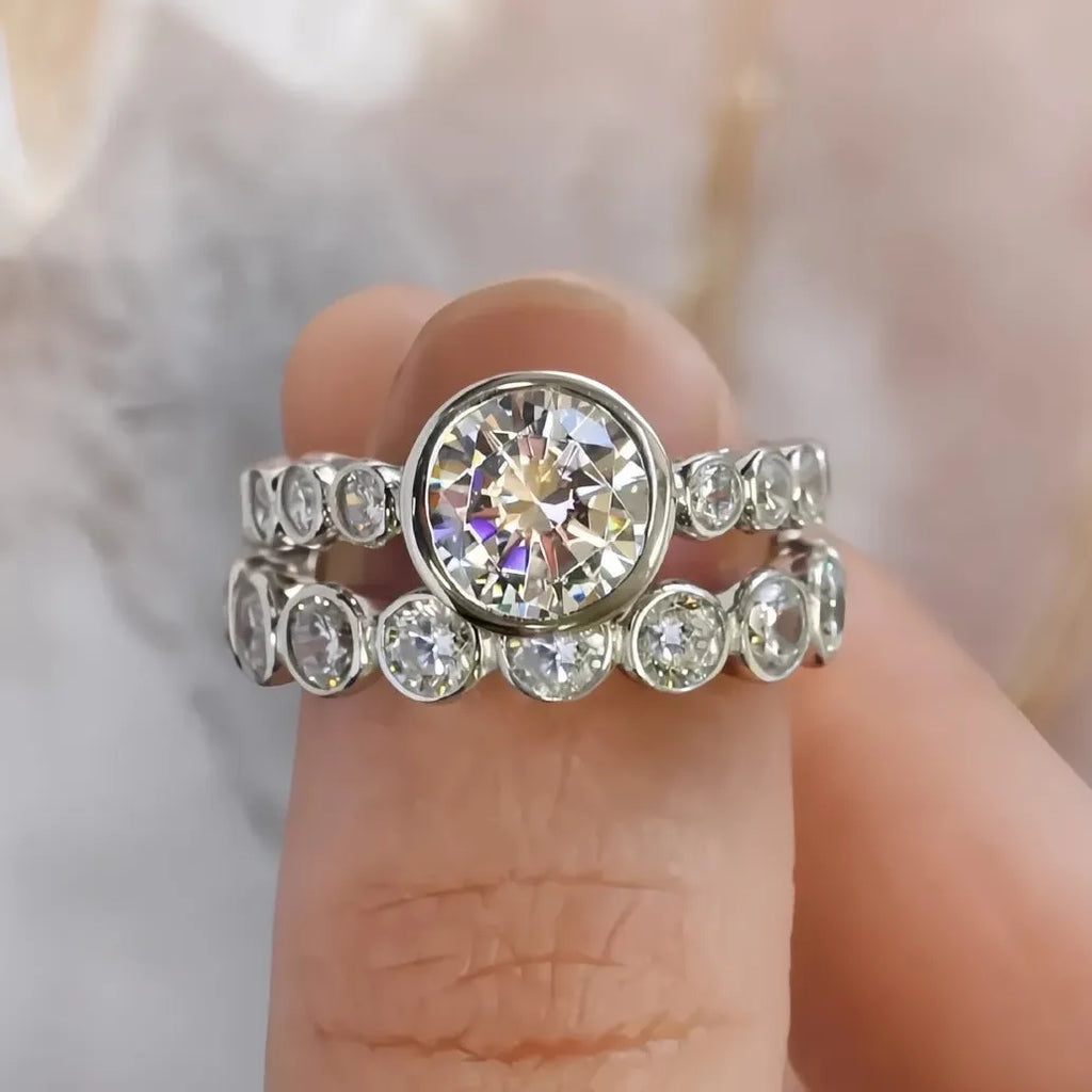 Bridal Wedding Engagement Rings Set Cubic Zirconia Brass Jewelry