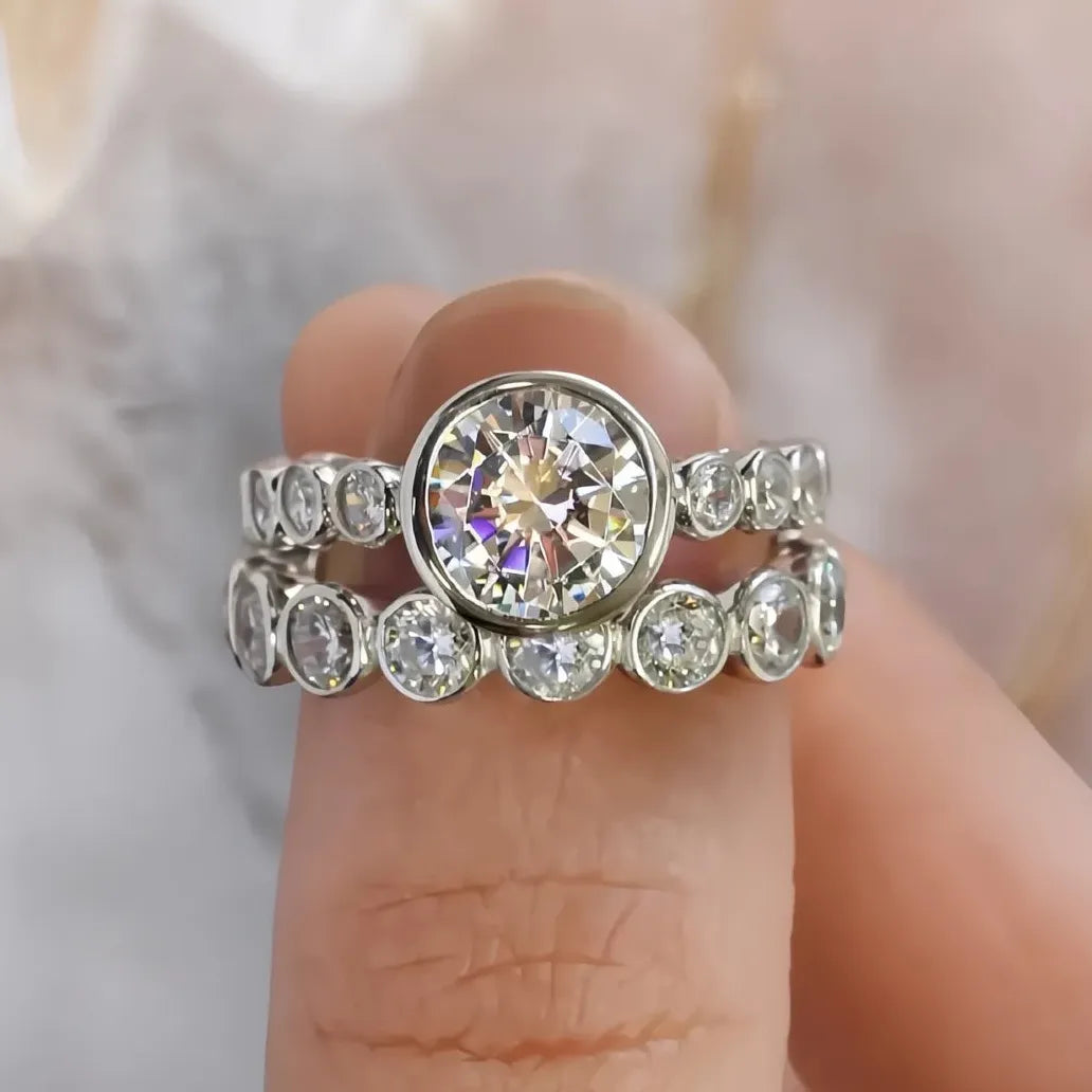 Bridal Wedding Engagement Rings Set Cubic Zirconia Brass Jewelry