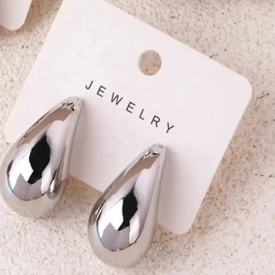 Gold Water Drop Acrylic Stud Earrings for Women 3 Sizes Silver Post