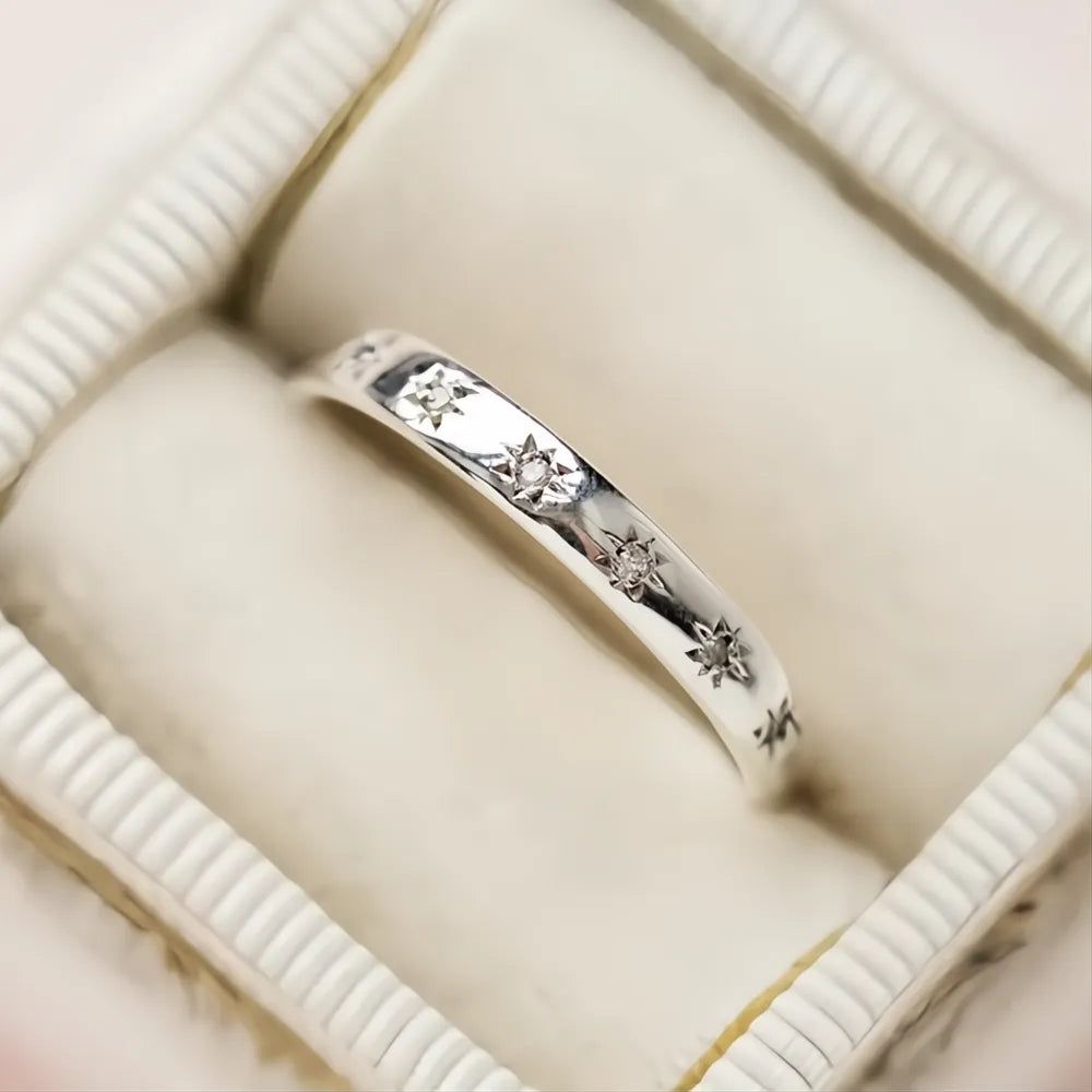 Minimalist Wedding Thin Rings for Women Cubic Zirconia Brass Gold & Silver Engagement Bands