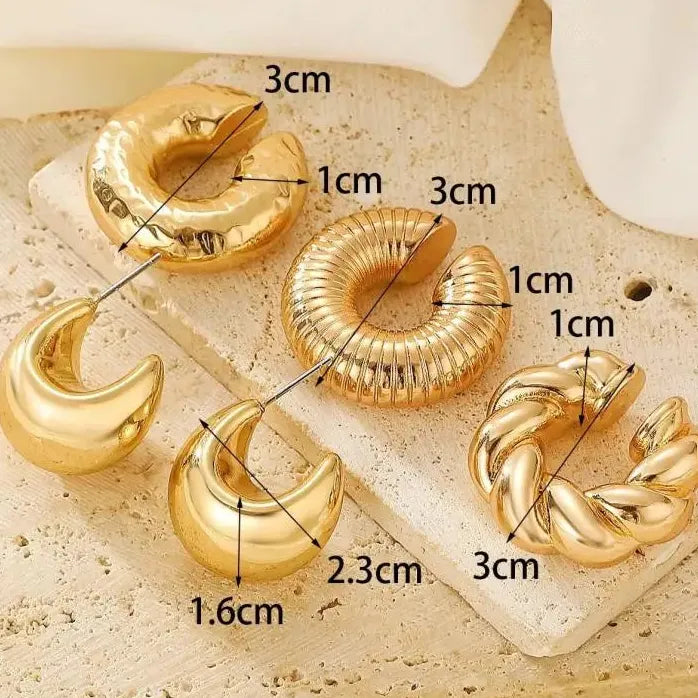 4Pcs Geometric C-Shape Ear Cuff Clip-On Earrings for Women Stylish Jewelry